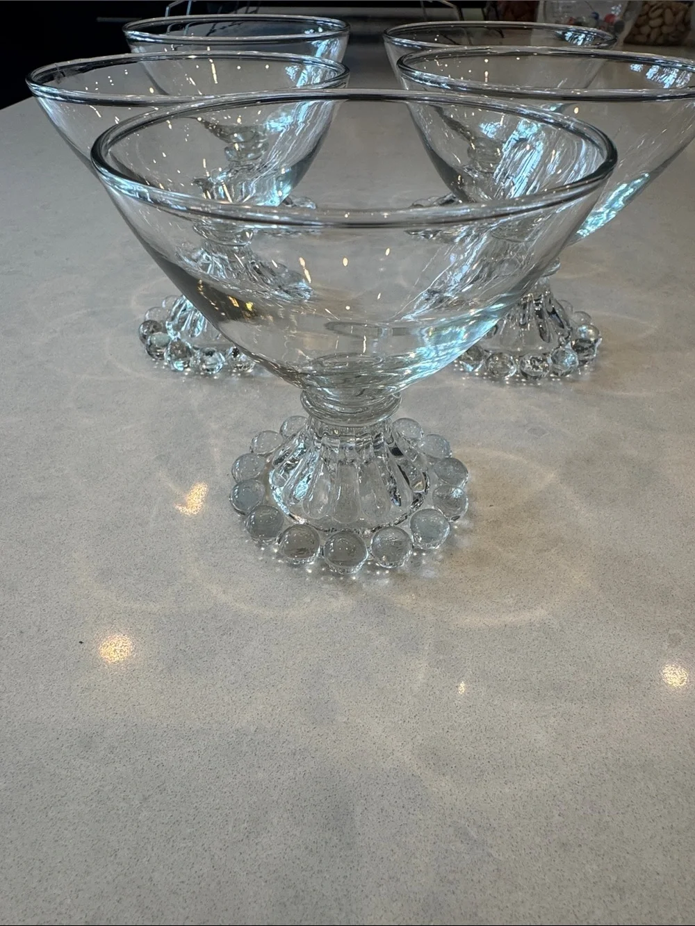 anchor hocking, Berwick Clear BOOPIE Bubble Stem Dessert Bowls - Set of 5